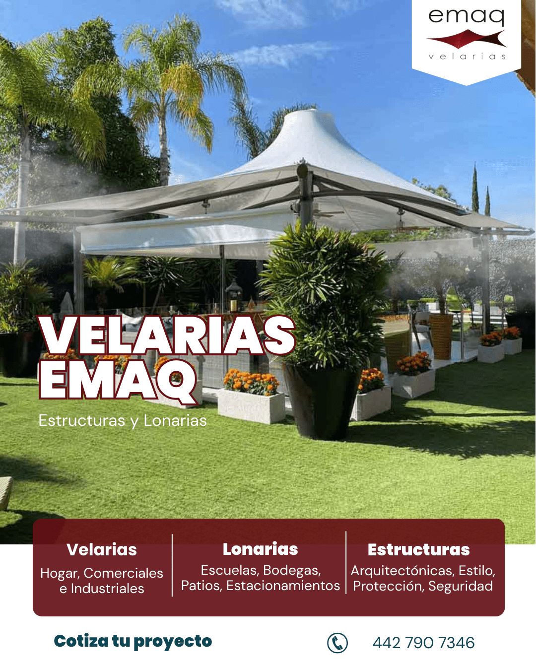 Velarias, Estructuras y Lonarias